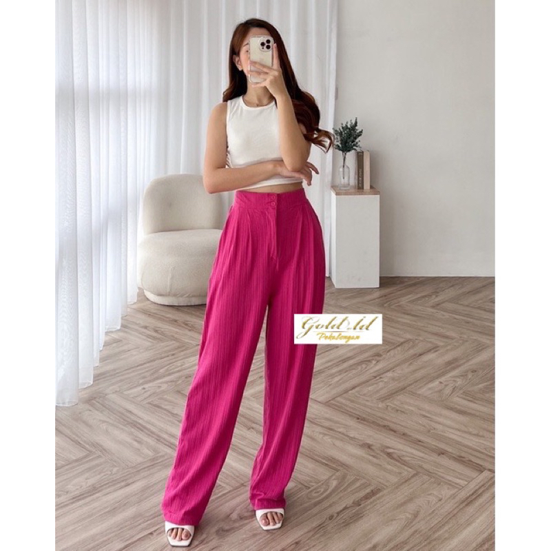 Jennie Knit Pants Celana kulot higwaist Knit Kancing 2 Celana Knit Wanita Knit Jennie Knit Pants Cullote