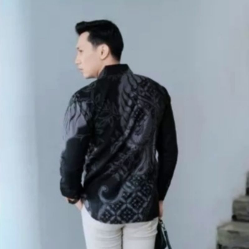 Baju Kemeja Atasan Batik Kondangan Pria Lengan Pendek Premium Slimfit Katun Lapis Furing