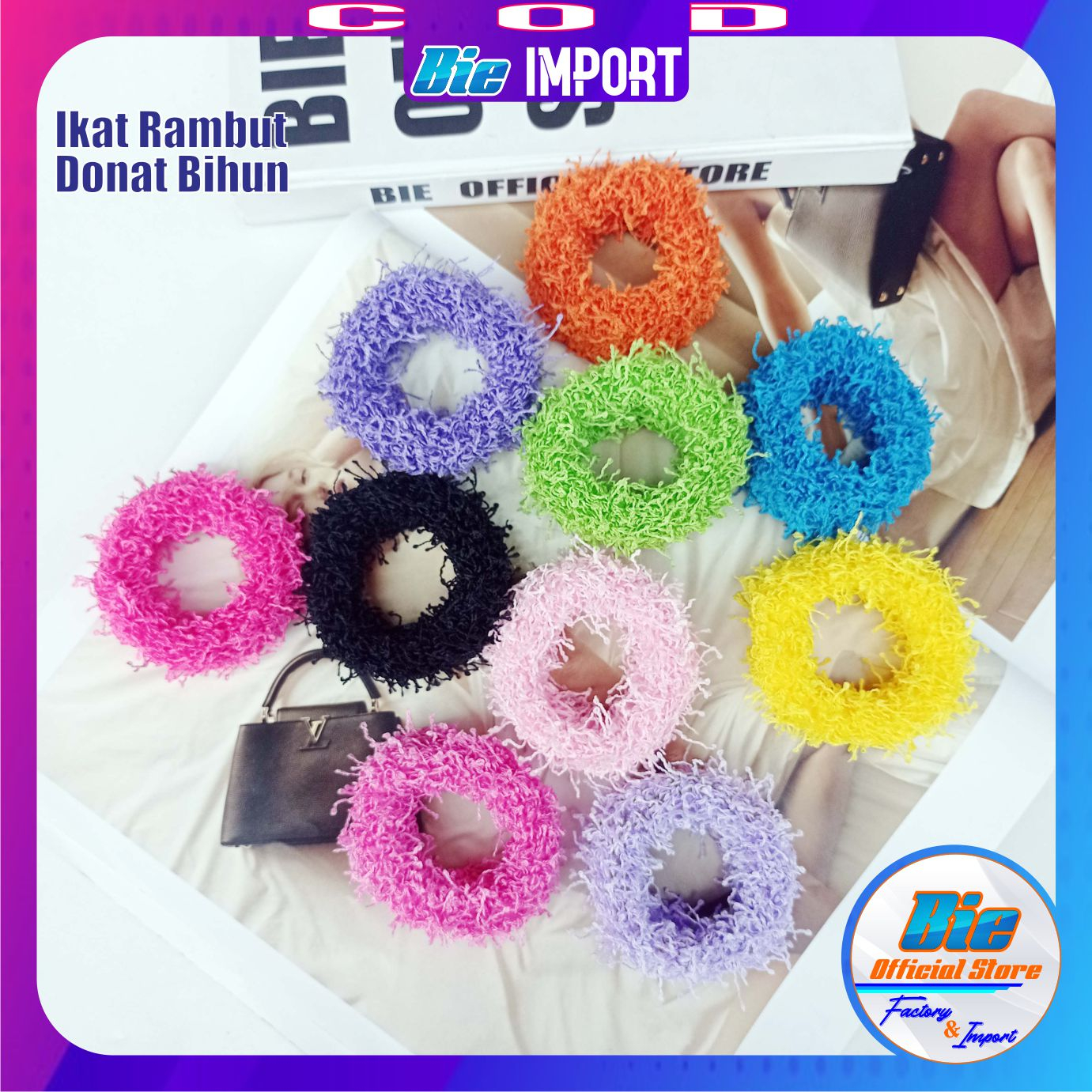 Ikat Rambut Donat Tebal Bulu Halus Impor