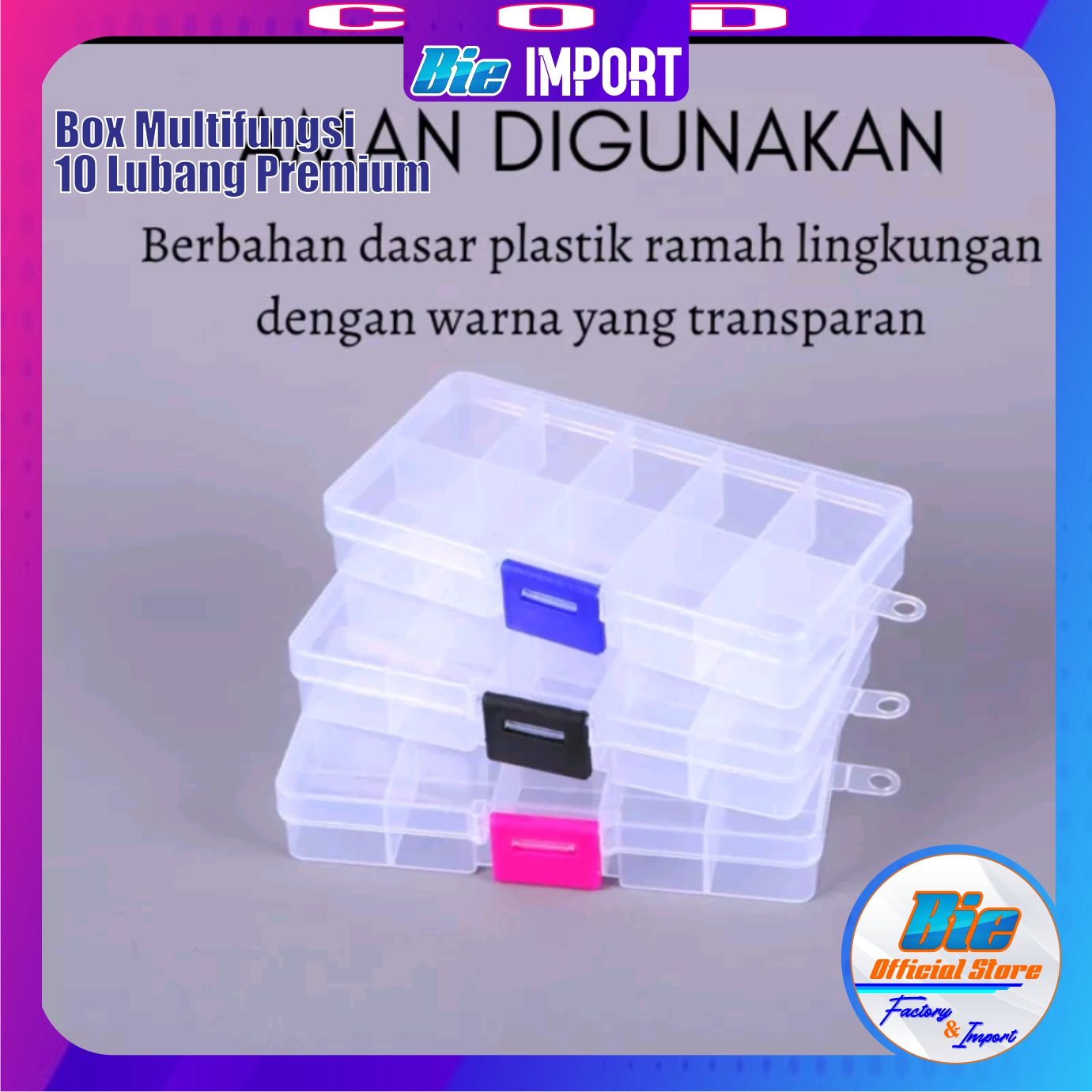 Box Serbaguna 10 Kotak Sekat Lubang Portable Impor Best Seller