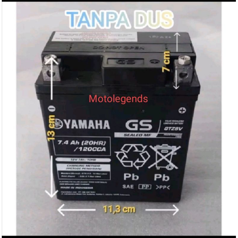 Aki Kering Motor GS GTZ8V Aki GS GTZ8V/ XMAX /  MT 25 / R25/ CBR 250 / XLX 250