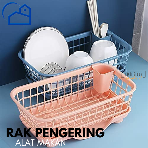 Rak Pengering Piring Buah Sayur Plastik Dish Drain Basket Rak Pengering Piring Wastafel Tatakan Piring Basah Cuci Piring Drainer Rack