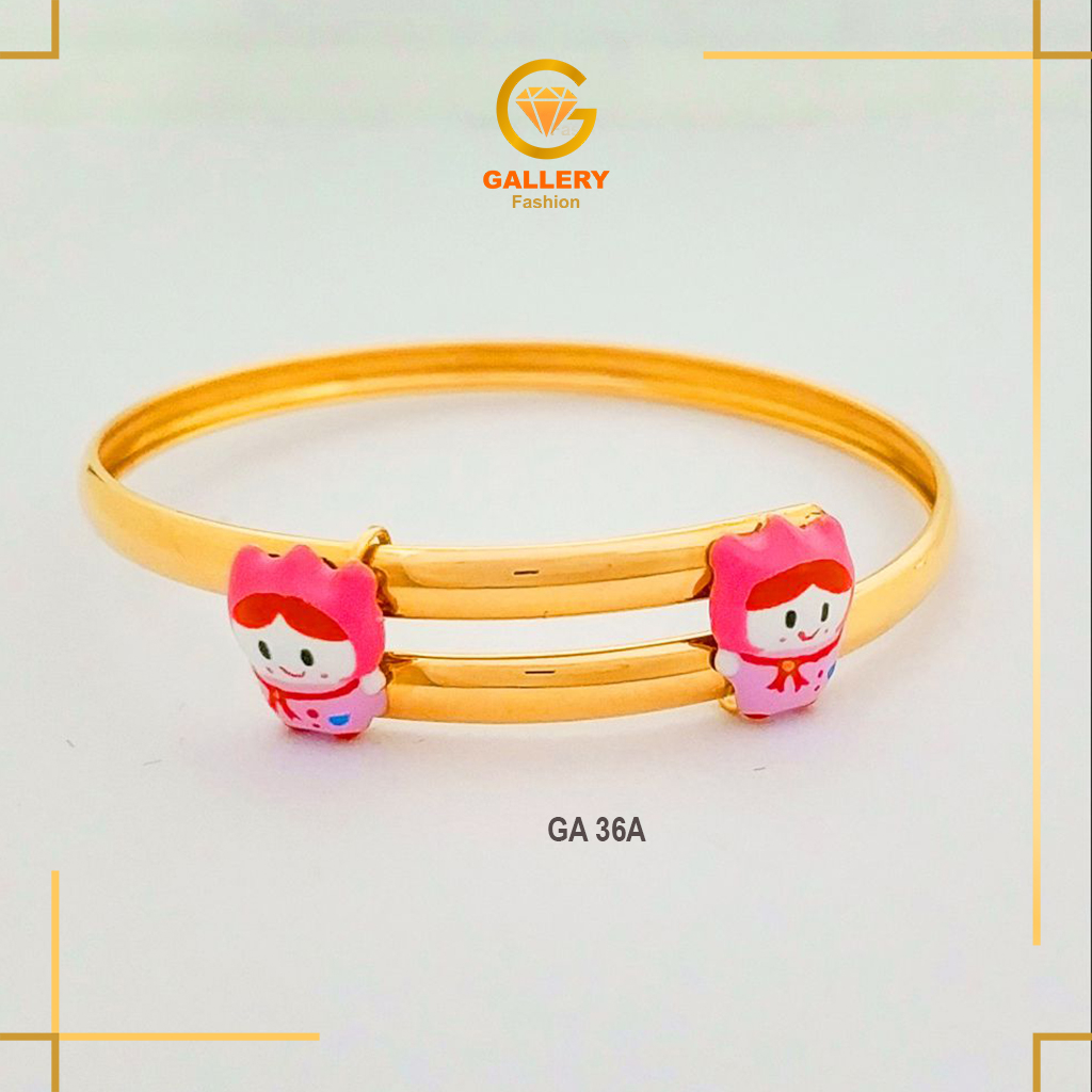 GELANG BANGLE BAYI EMAS ASLI 300 (GOLD 6K) DAN 375 (GOLD 8K) KODE GA 36A UNTUK BABY NEWBORN