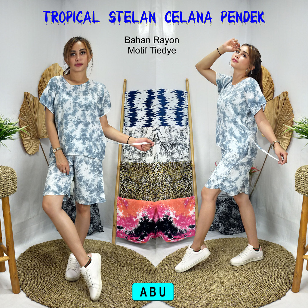 Setelan Pendek Wanita Motif Tiedye Bahan Rayon Premium Untuk Remaja dan Dewasa