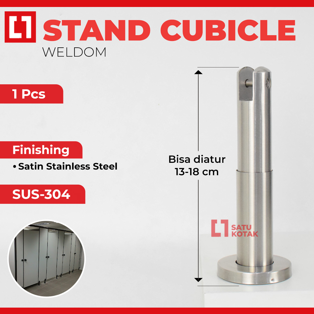 Kaki Cubicle Stainless Stand Leg Adjustable Kamar Mandi Partisi Weldom