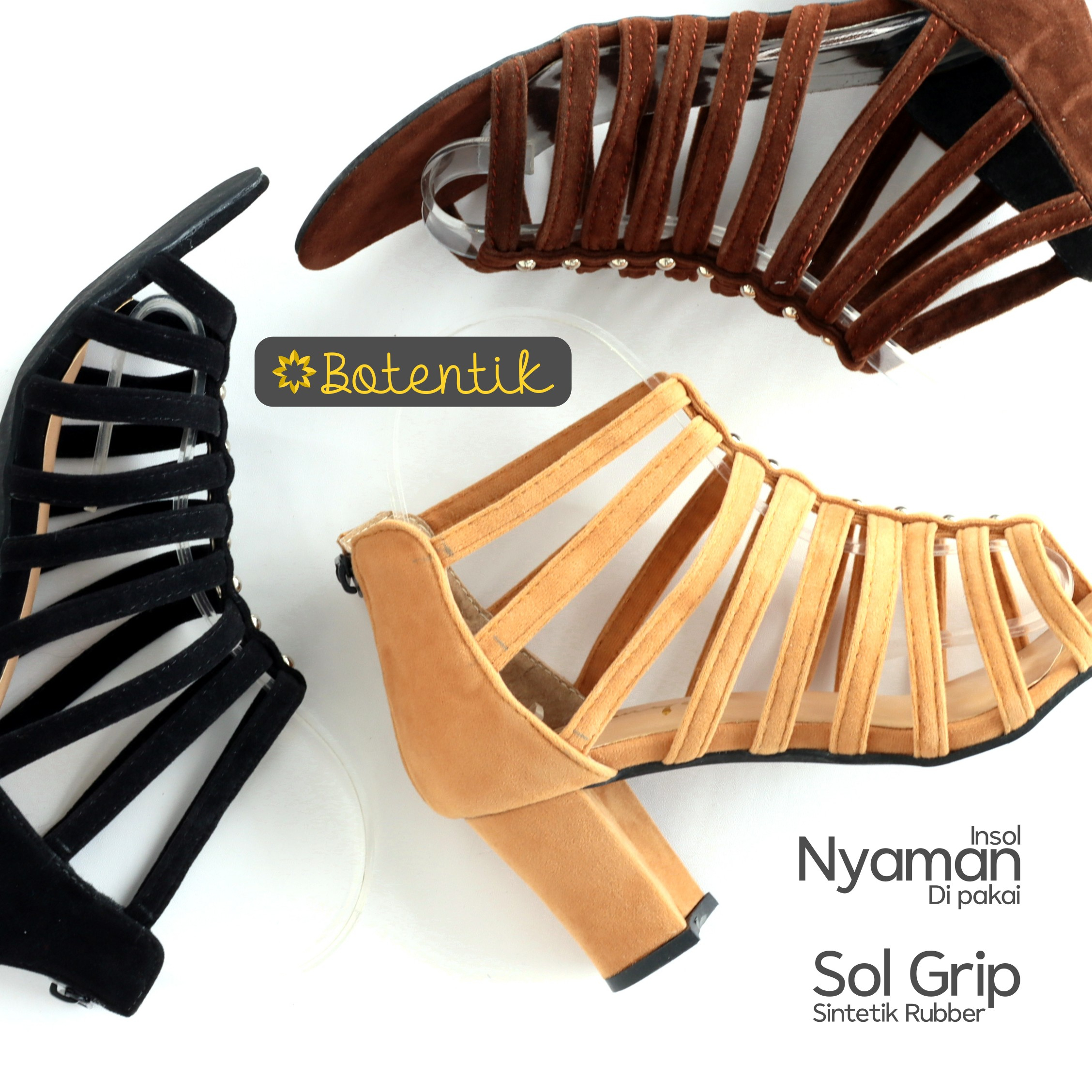 EMYE BNS01- Sepatu Gladiator Tali Pesta Wanita 7cm Murah Elegan Original Wedding High Heels / Sandal