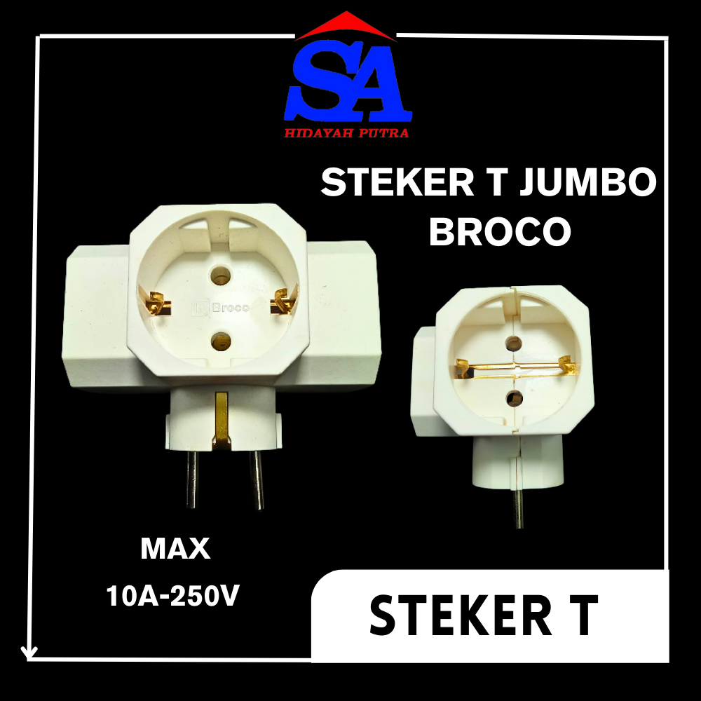 STEKER T BROCO PUTIH JUMBO / Steker T - Arde Broco 13830 /Steker BROCO / Colokan BROCO / Steker Arde