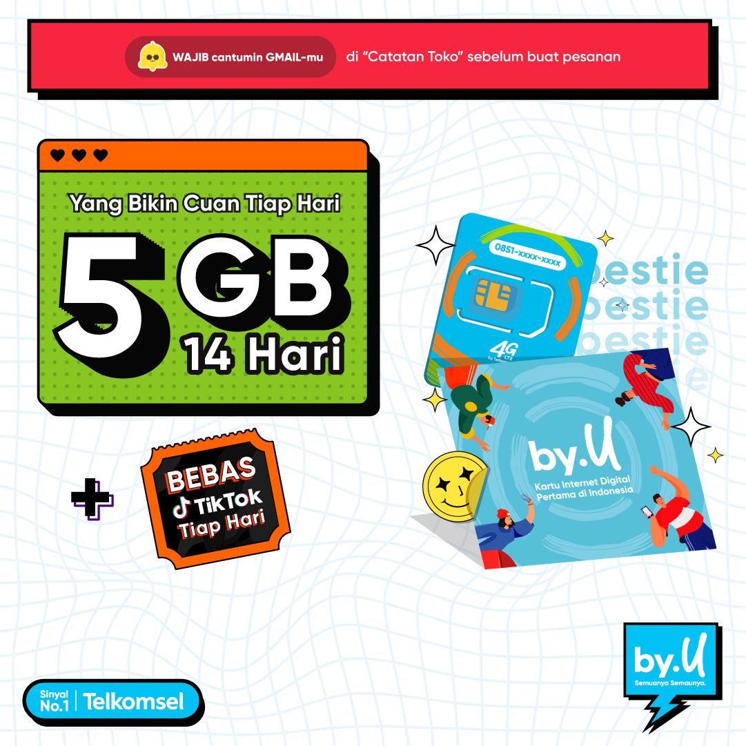 Kartu Perdana by.U Kuota 5 GB | 14 Hari