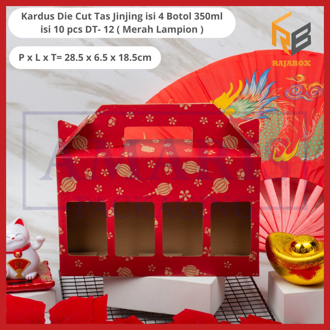 

DT-12 Kardus Die Cut Tas Jinjing Botol 350ml x 4 Isi 10 Pcs Amaris Packaging