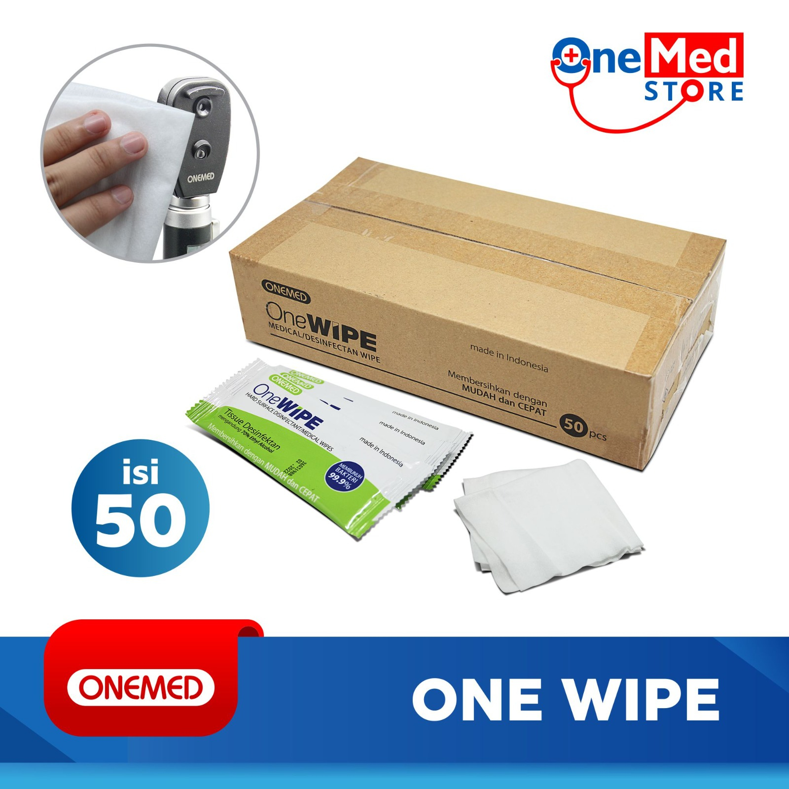 One Wipe Box isi 50 pcs Tissue Desinfektan OneMed