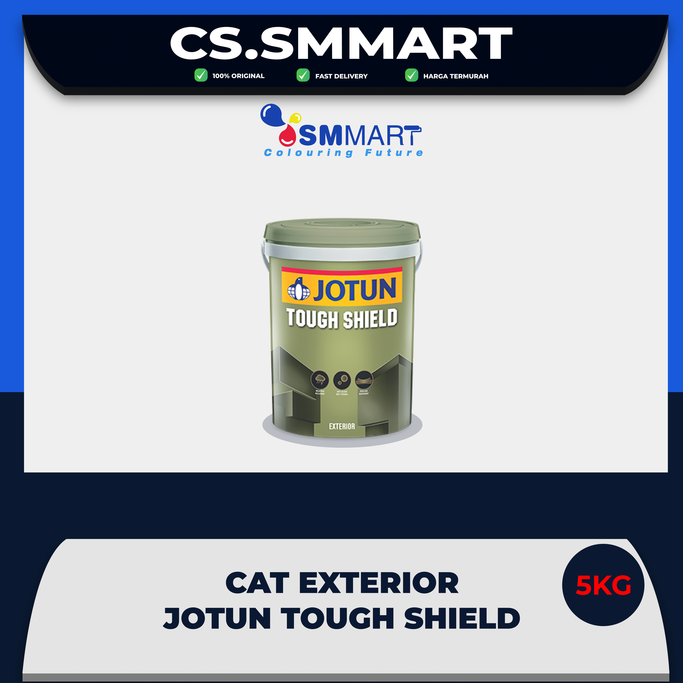 Cat Tembok Eksterior Jotun Toughshield warna Putih Chi 3,5 L / 5 kg