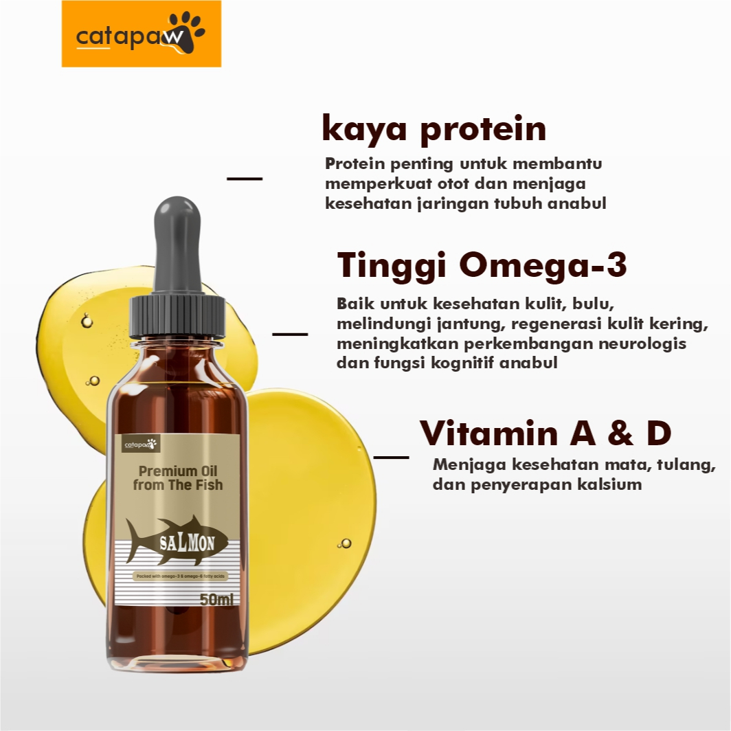 Catapaw Premium Salmon Fish Oil Vitamin Imunitas Kucing Anjing / Vitamin Bulu Kucing Anjing Sehat