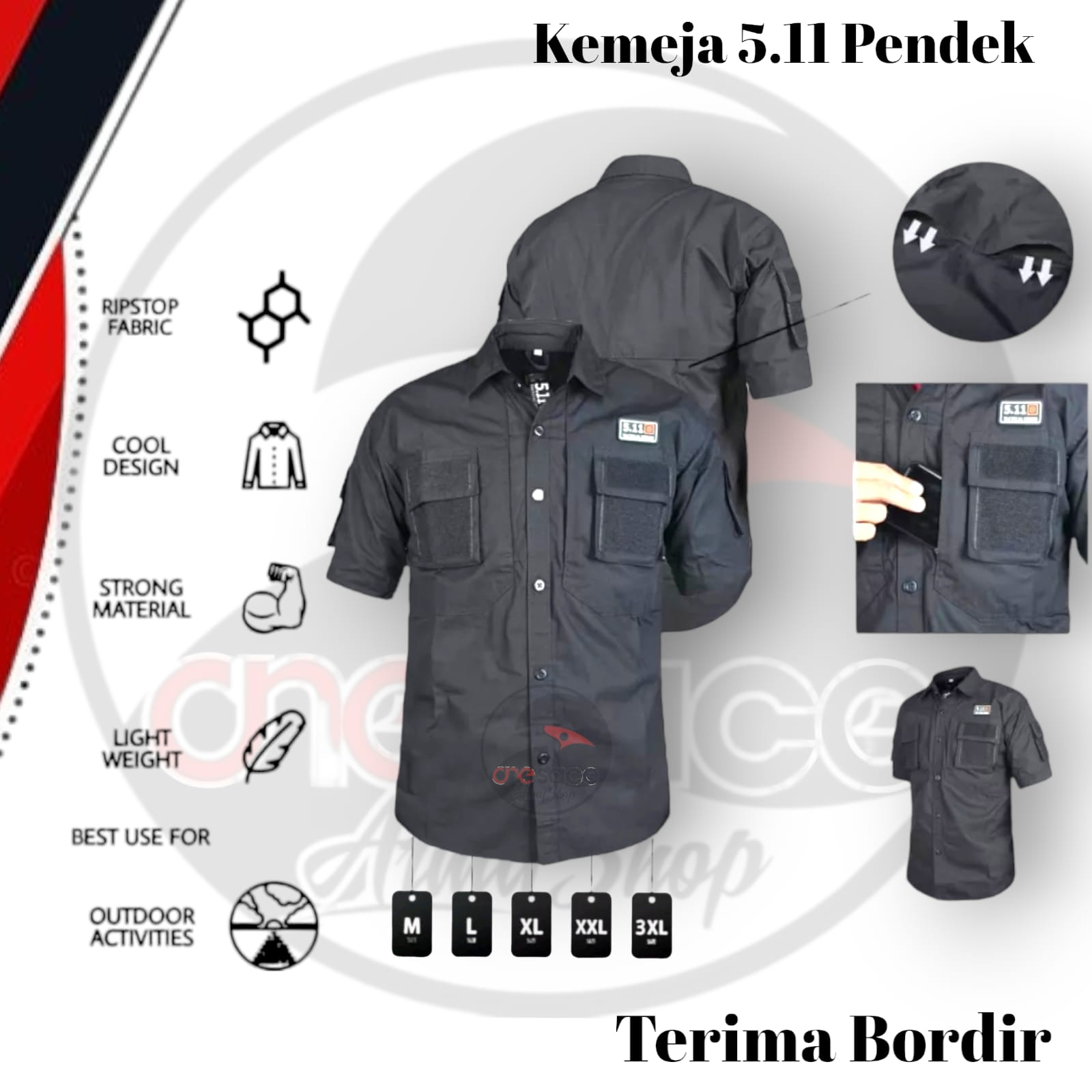 COD&quot;BIG SIZE&quot;Kemeja Tactical 511 Lengan Pendek/Kemeja Taktikal Lapangan | Polisi | Army | Ripstop Tornado | PDL