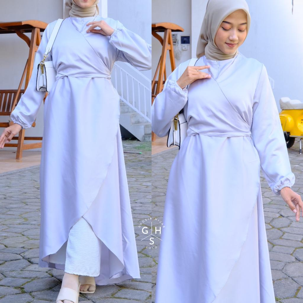 (DBY) GAMIS BILQIS TALI ATASAN WANITA BUSUI DRESS SATIN PREMIUM