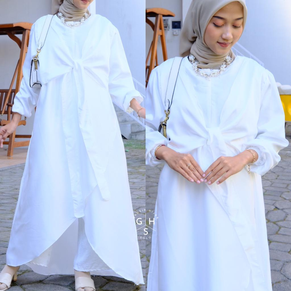 (DBY) GAMIS BILQIS TALI ATASAN WANITA BUSUI DRESS SATIN PREMIUM