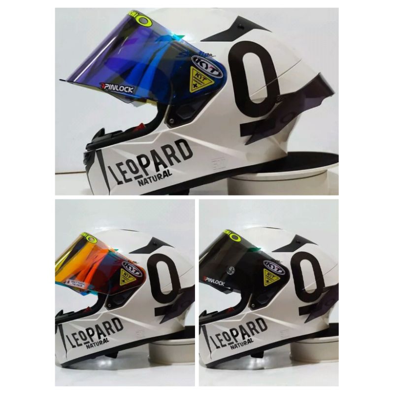 Helm Full Face KYT TT Course Plain White Putih Glossy Paket Ganteng Original SNI