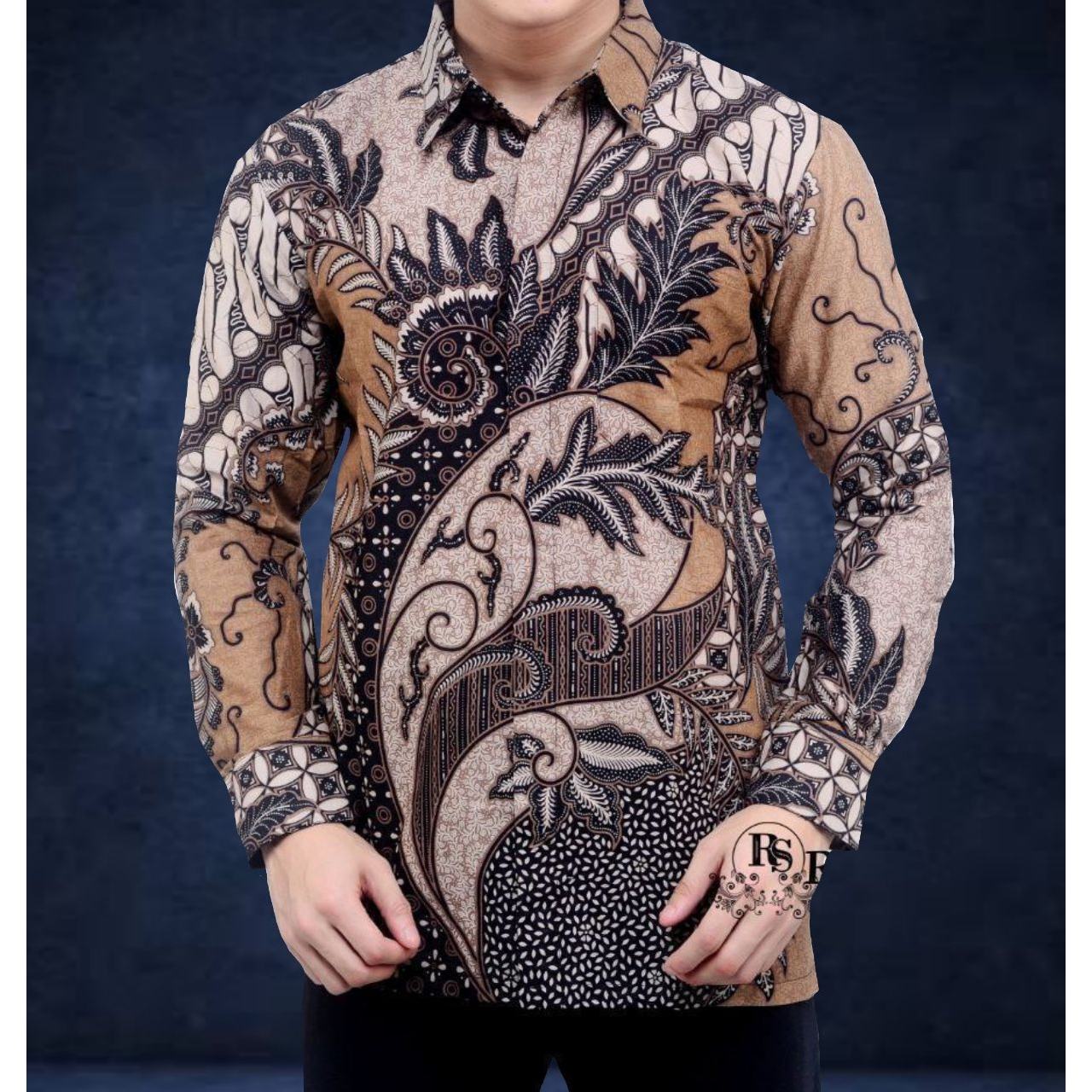 BSWART Batik HRB026 kenongo kemeja panjang anjani biru Pekalongan M L XL Batik Pria MURAH Modern Grosir