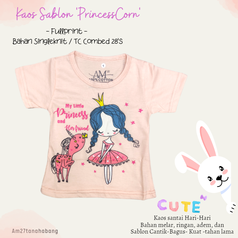 Baju Anak Cewek 3 bulan-10 tahun PRINCESS UNICORN- Kaos003Sablon