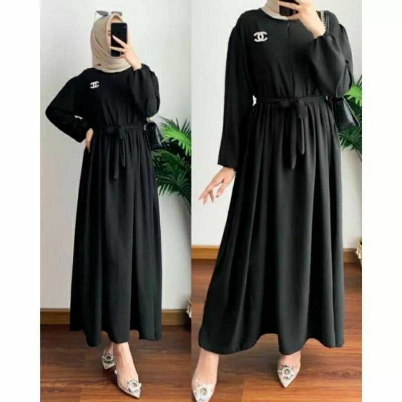 Bavina Midi Dress Pakaian Wanita Bahan crincle airflow Premium Free Bros