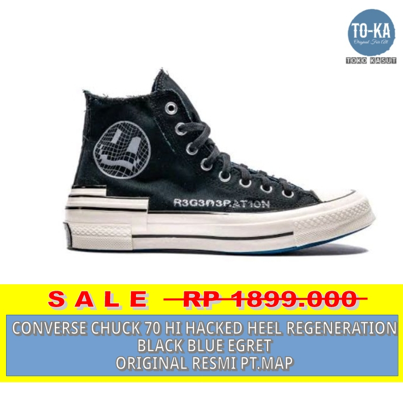 CONVERSE CHUCK 70 HI HACKED HEEL REGENERATION BLACK BLUE EGRET