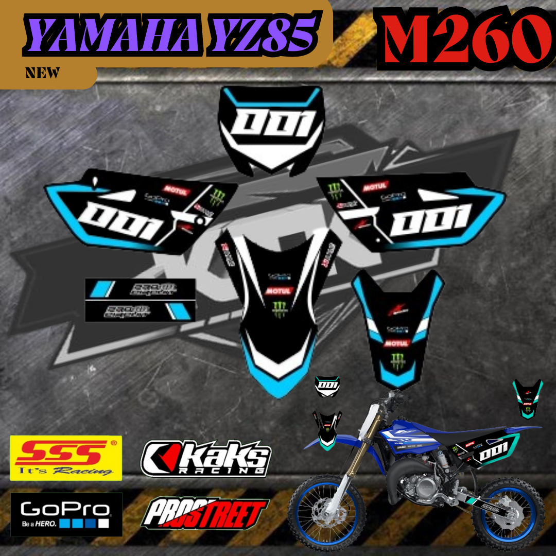 Striping YZ85 NEW KODE M260 - Sticker Stiker Liss Variasi Motor Yamaha YZ85 NEW Decal Semi Full Body