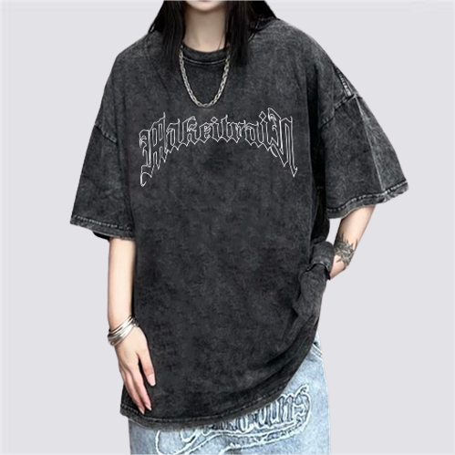 XIAOZHAINV Korean Style Cool Letters Pattern Washed Printing Kaos Wanita A0472/Atasan Wanita Terbaru