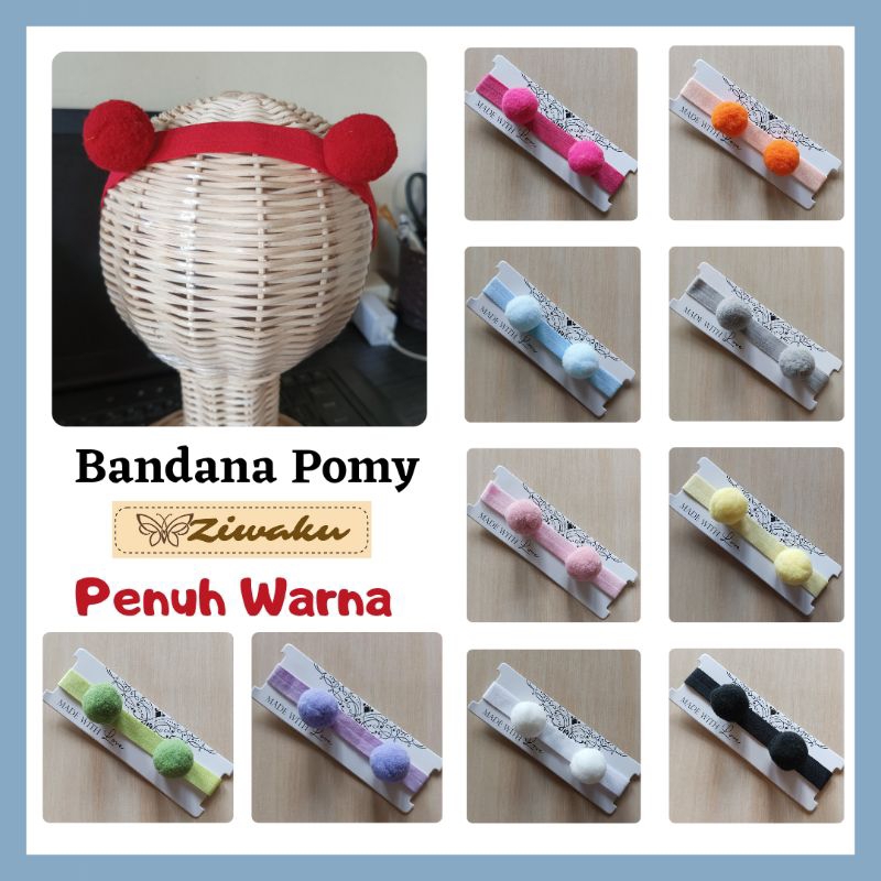 Bandana Bayi POMY Bando Pompom Moana Aksesoris Rambut Ziwaku