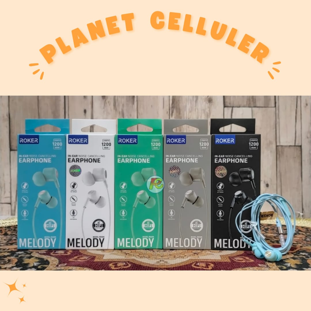 Roker MELODY RK69K Earphone In-ear Putih|Hitam dengan Mikrofon dan Kontrol Sentuh