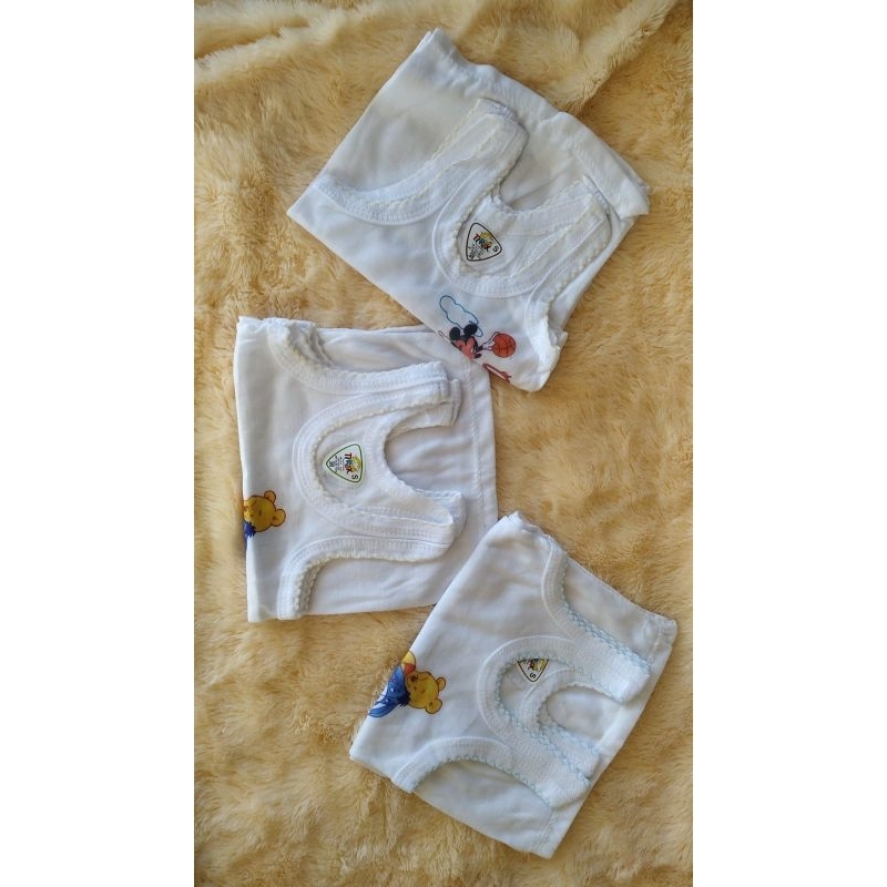 12 pcs Kaos Singlet bayi / Dalaman Bayi Motif Putih Bolong