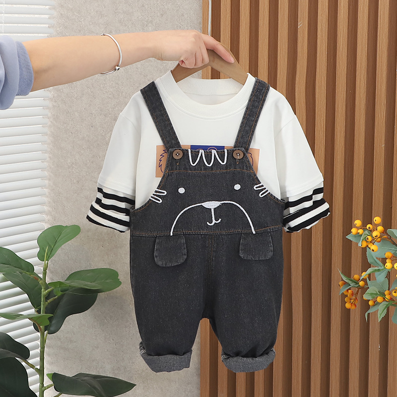 Setelan kodok anak laki laki usia 6 bulan - 5 tahun premium baju keren motif MYART DENIM &amp; BLACK