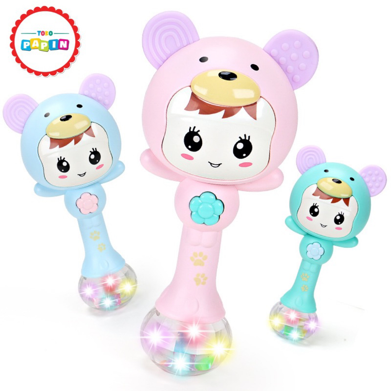 TokoPapin Mainan Edukasi Anak Bayi Rattle Stick Dengan Musik dan Lampu Gigitan Teether Baby Montessori