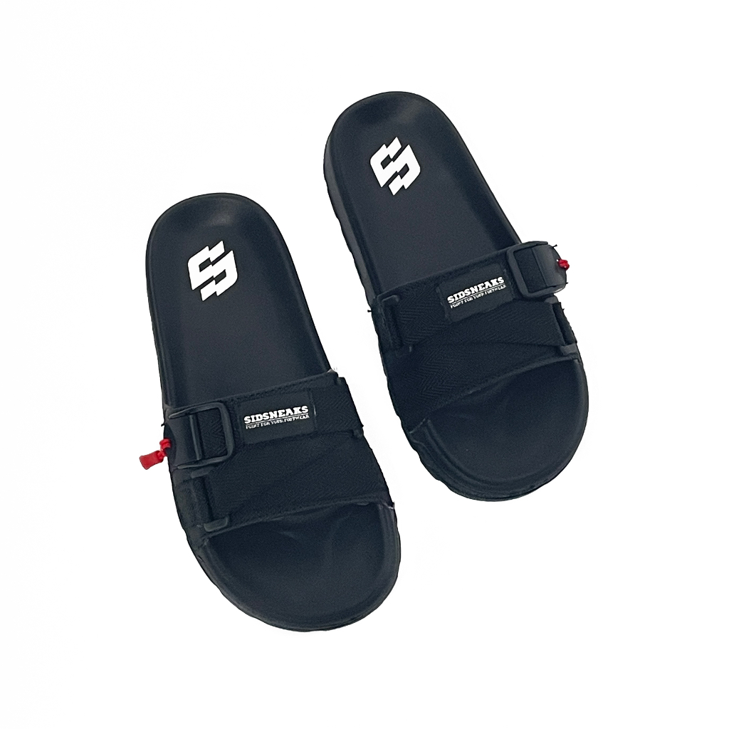 SIDSNEAKS Sandal Sidslide Sandal Pria Sandal Slop Sandal Slide Pria Black Original