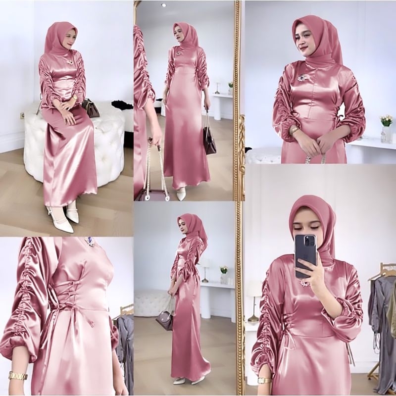 MAXY BELLE AURORA, SILK, GAMIS HIJAB MUSLIM, MAXY DRESS