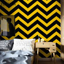 DEOS WALLPAPER GELOMBANG STRIP 3D KUNING HITAM NEW