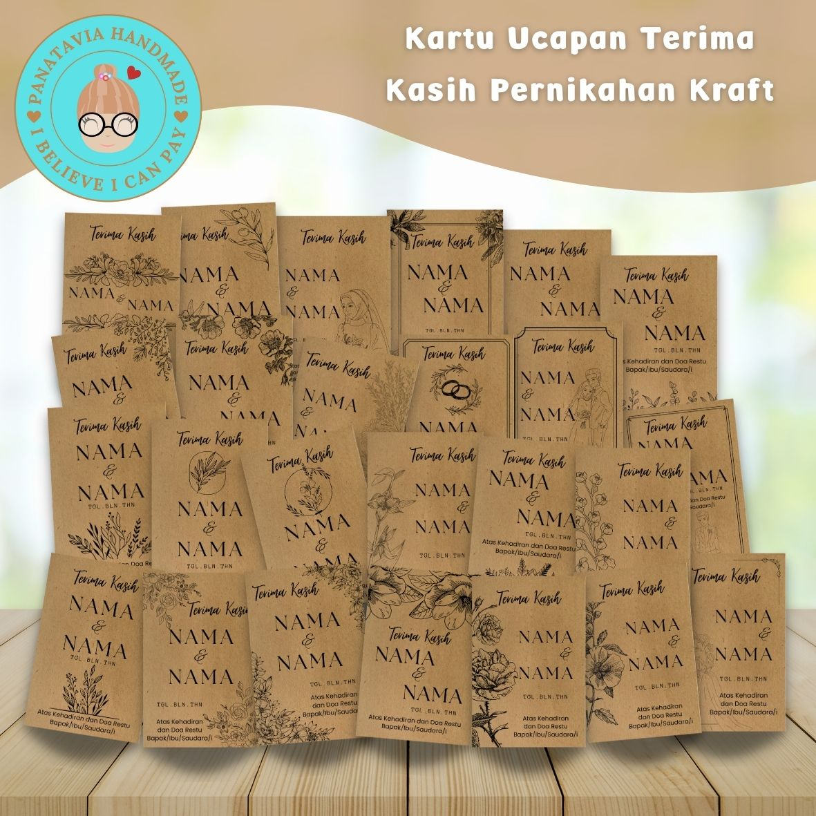 Kartu Ucapan Terima Kasih Pernikahan Kraft | Thank You Card Wedding | Souvenir Pernikahan / Kupon Pe