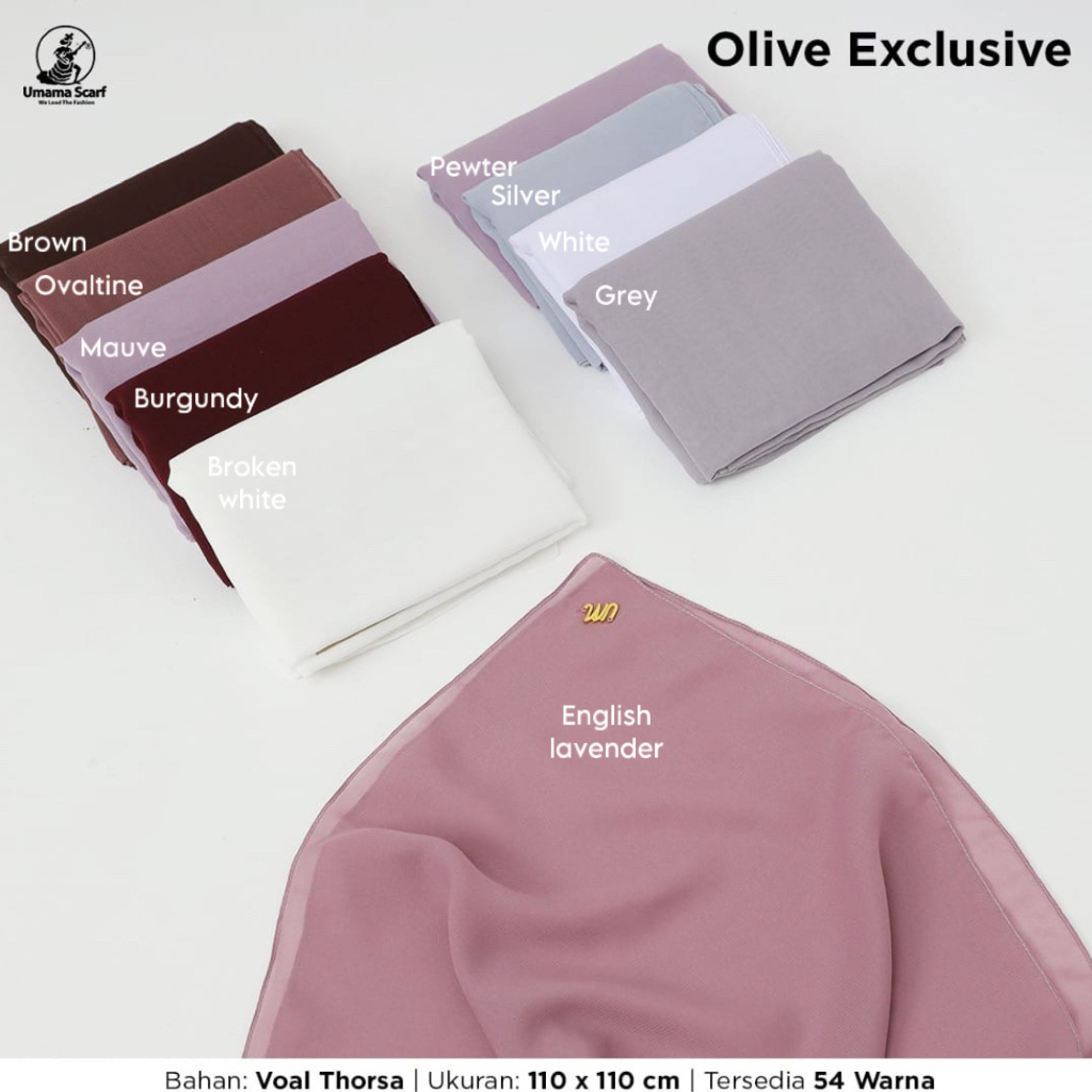 Segi Empat Polos Olive Exclusive 110x110 cm By Umama Scarf