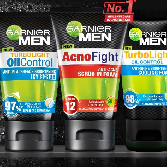 GARNIER Men Facial Foam ACNO | CHARCOAL | WASABI | OIL | SCRUB | MATCHA | SHAVING - 50ml | 100ml