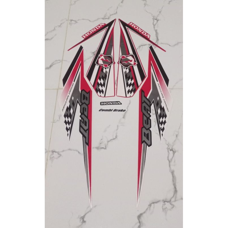STIKER STRIPING MOTOR HONDA BEAT ESP 2018 PUTIH MERAH