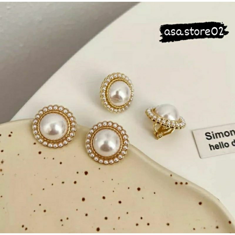 Anting Klip Hijab Geometri New/Anting Klip Tanpa Tindik