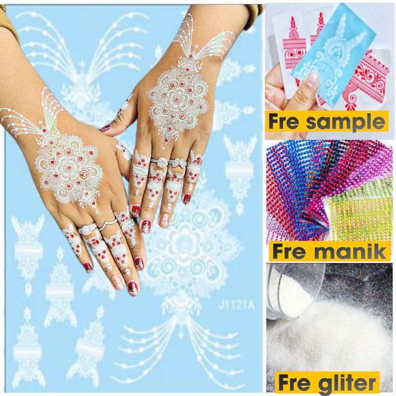 FRE(manik+lgliter)HENNA INSTAN PUTIH J1121AAA // FREE GLITER MANIK DAN SAMPEL