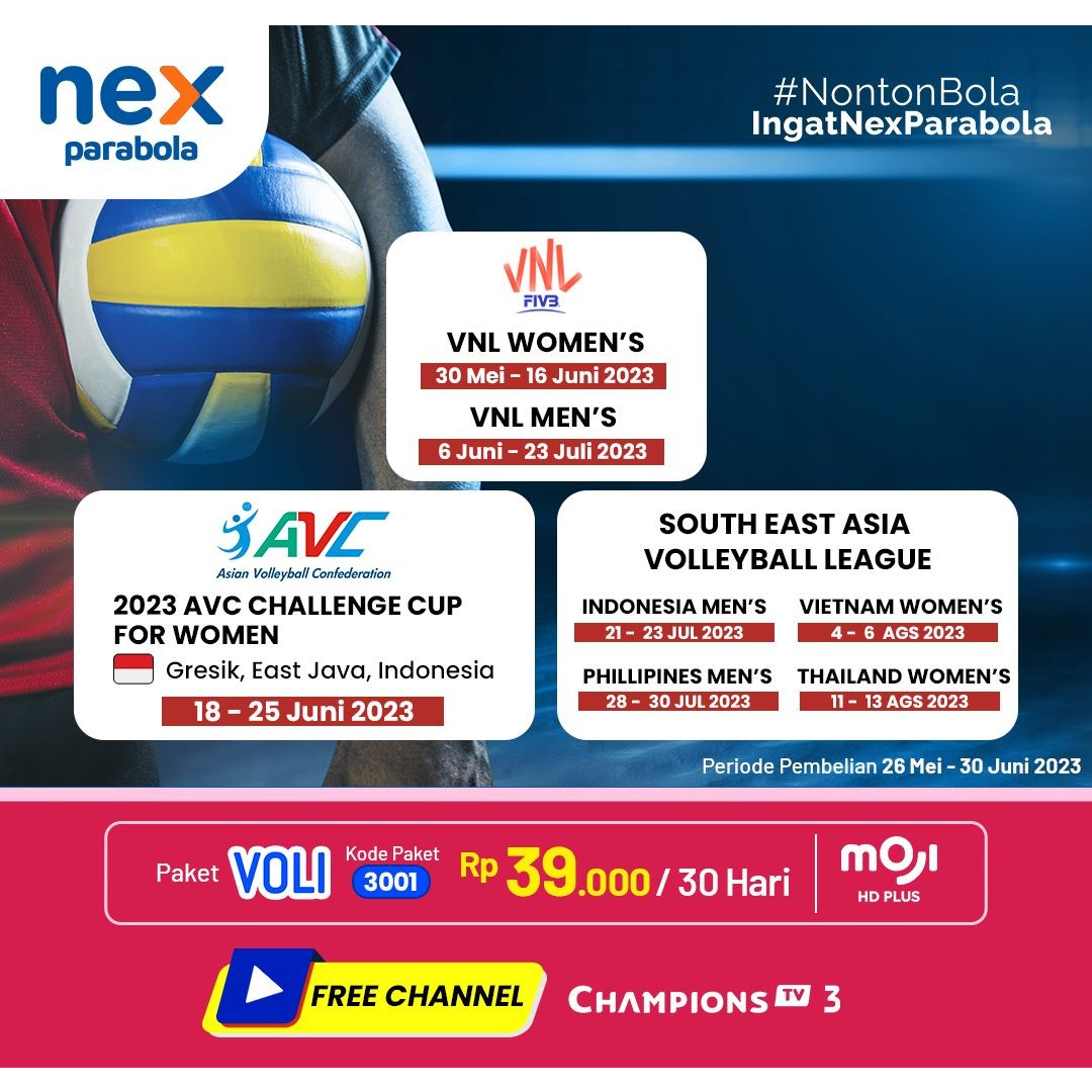 u8k1- Voucher Paket Voli Kvision Volly Nex Parabola VOLLEYBALL Paket Bola Voli 3001
