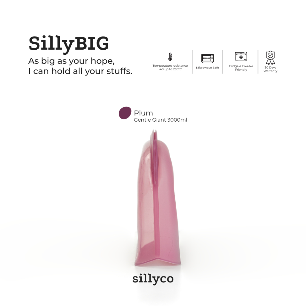 Sillyco - SillyBIG Gentle Giant - Standing Reusable Silicone Food Storage - Sillybag / Sillyup / Silly Up / SillyBig/ Penyimpanan Pompa Asi