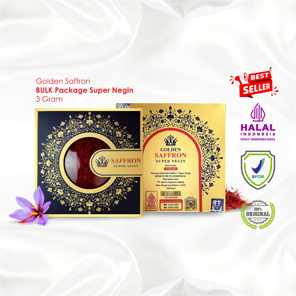 

Golden Saffron Safron Super Negin (Finest Quality A++) 3 Gram 100% Original BPOM & HALAL Verified!