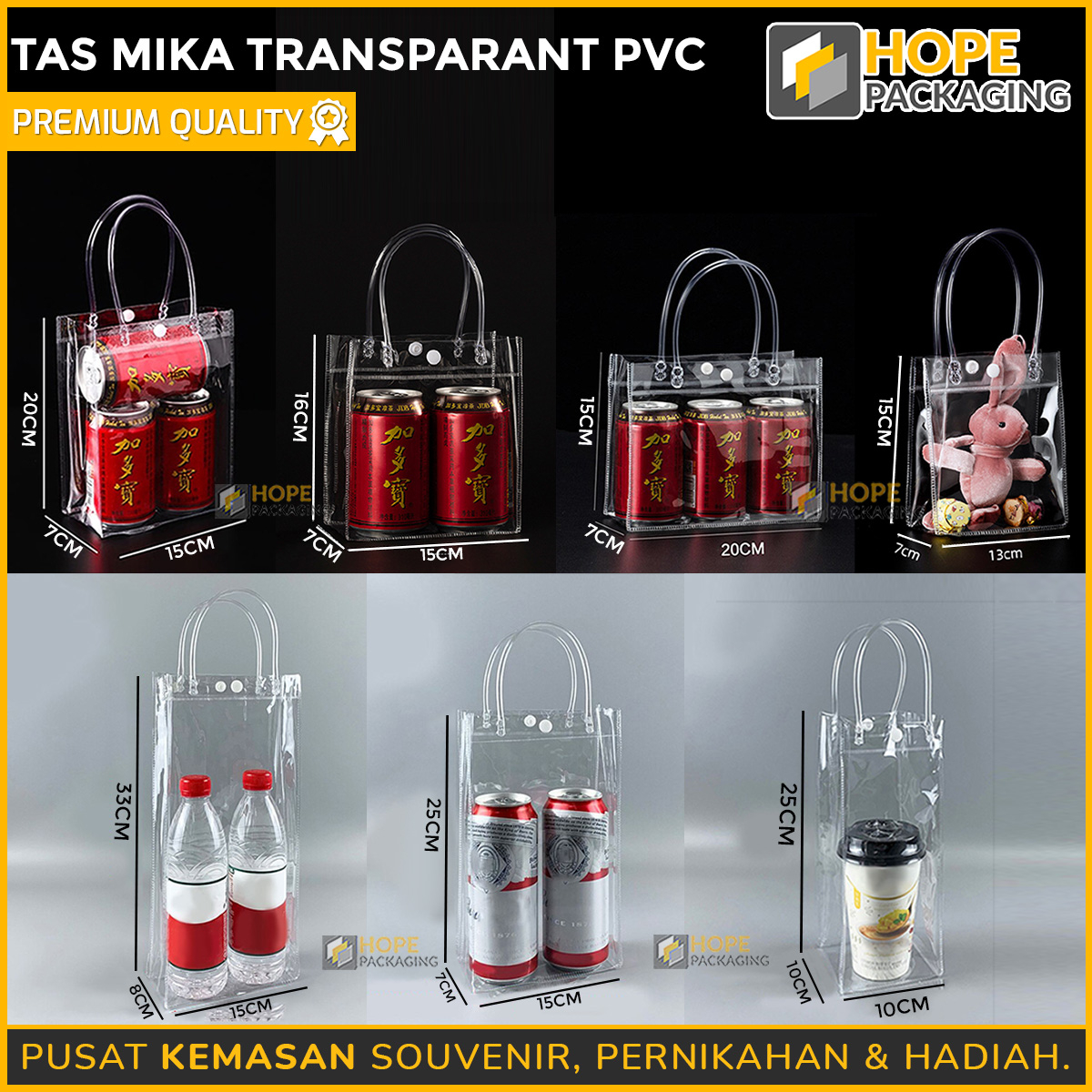 Tas Mika Transparant PVC Polos Goodiebag Hampers Souvenir Ulang Tahun Transparant Bening Murah Tas Tenteng