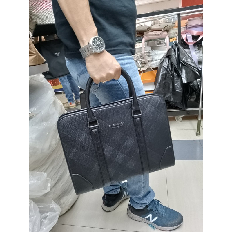 Tas kantor pria Burberry import tas laptop pria wanita branded