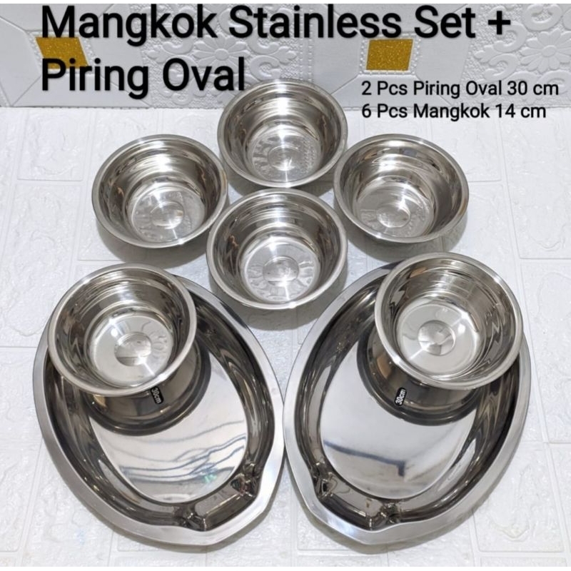 Mangkok Stainless Set Piring Oval Stainless