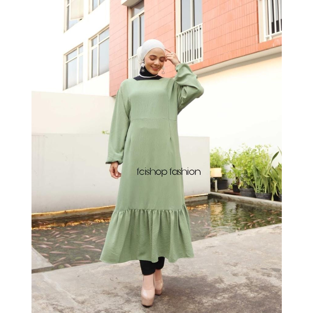 SISKA MIDI DRESS KOREAN LOOK / MIDI DRESS WANITA KOREA KEKINIAN CRINGKEL AIRFLOW