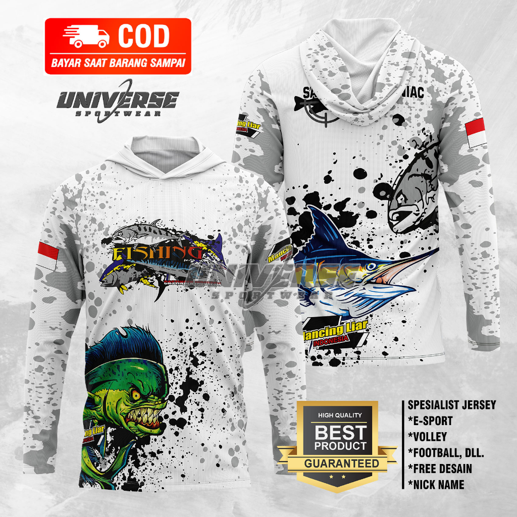 Jersey baju memancing lengan panjang custom salt water maniac