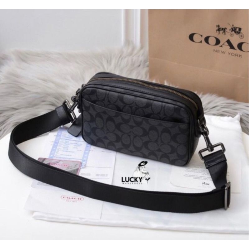 Coach Signature Graham Crossbody Charcoal Black - ORIGINAL 100%