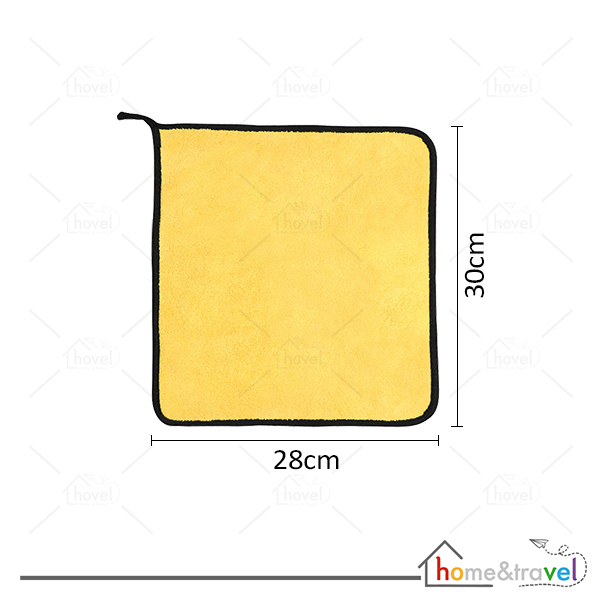 HOVELSHOP Kain Lap Microfiber Mobil Dapur Dua Sisi Tebal Halus Warna Abu Kuning Loop Drying